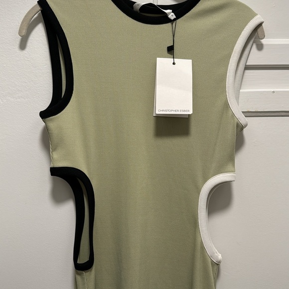 NWT Christopher Esber Fran dress pistachio with black and white trim size AU8 - Picture 3 of 6